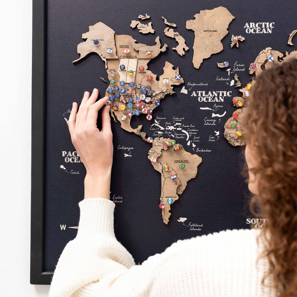 3D Wooden Panel World Map Terra