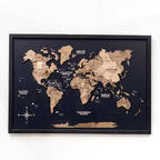 3D Wooden Panel World Map Terra