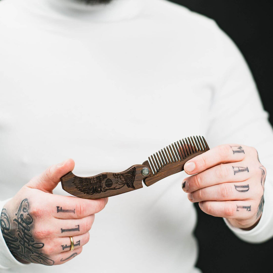 Wooden Beard Comb - Skeleton