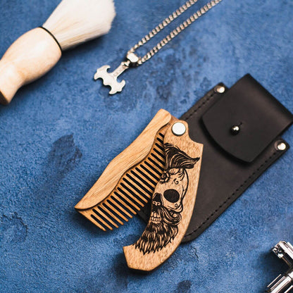 Wooden Beard Comb - Skeleton