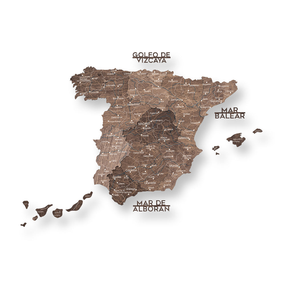 Wooden Map of Spain – Dark Walnut