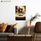 Mosaic art of a person wearing a fur hat and green coat with a pipe.