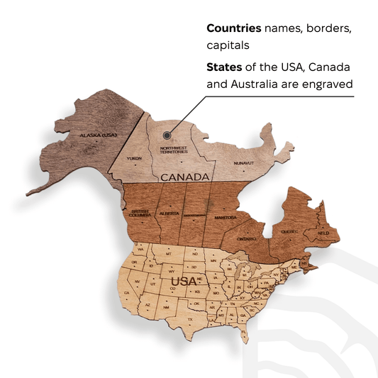 2D Wooden World Map Multicolor