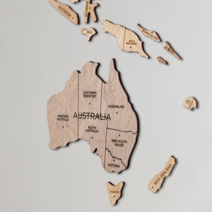 2D Wooden World Map Multicolor