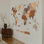 2D Wooden World Map Multicolor