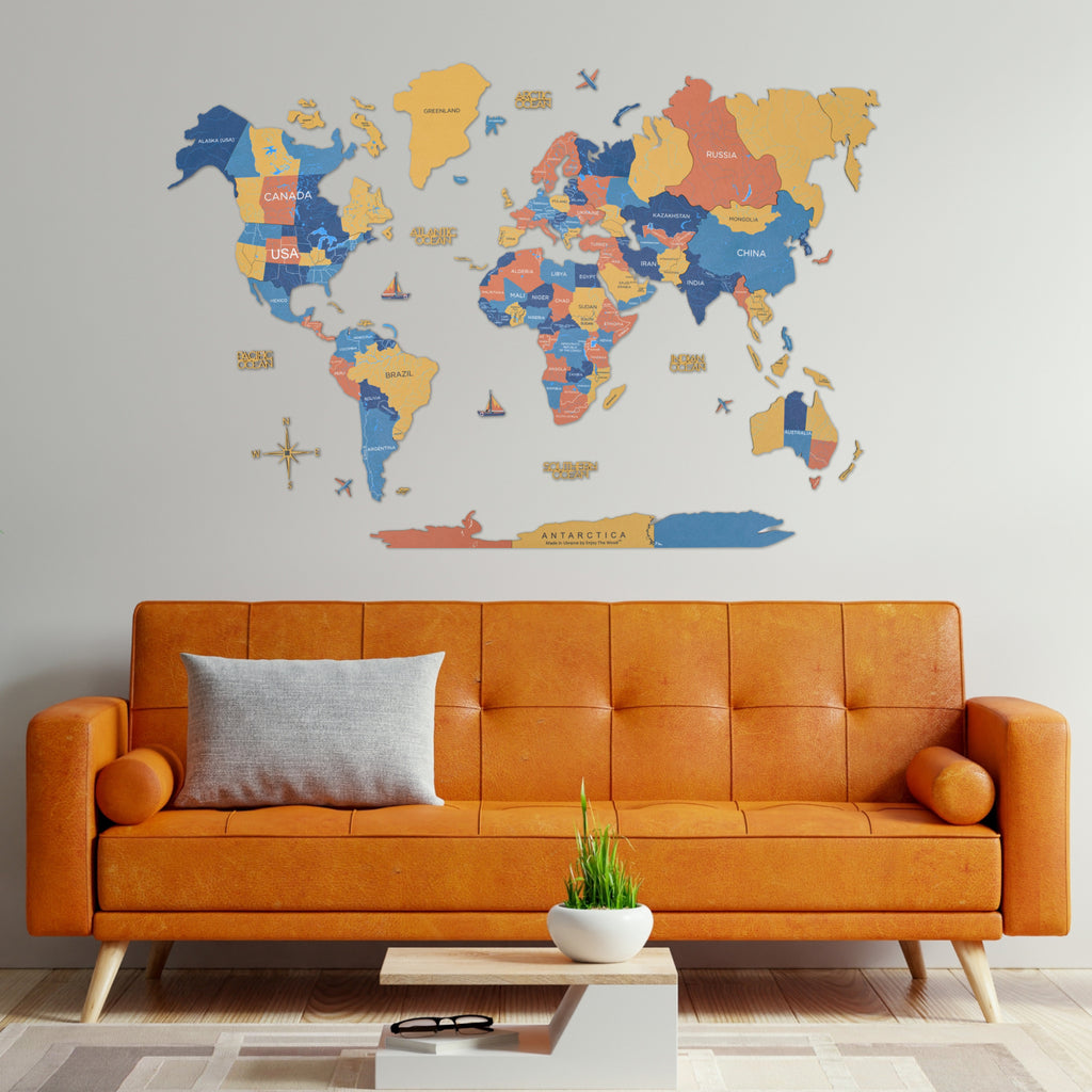 2D Wooden World Map Indie