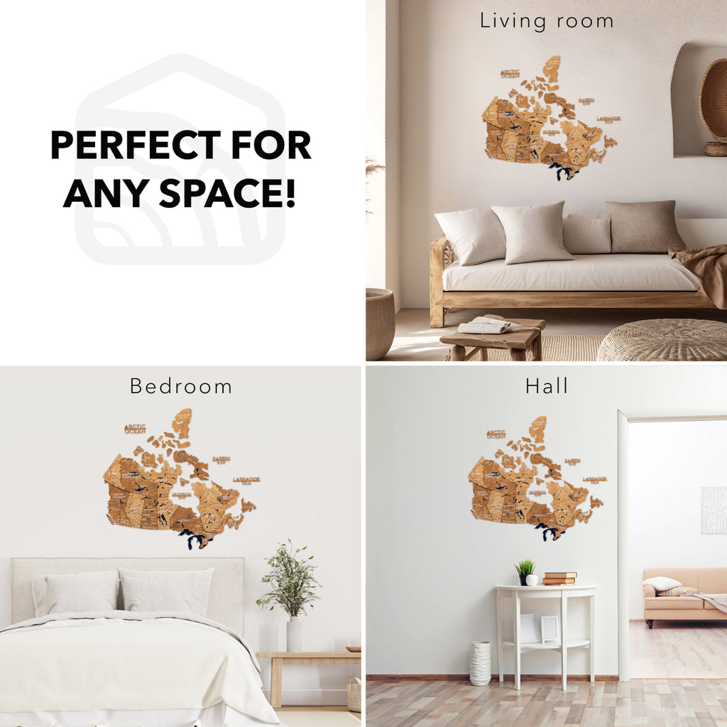 3D Canada Wooden Map Oak