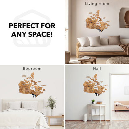 3D Canada Wooden Map Oak