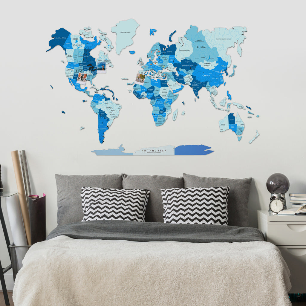 2D Wooden World Map Azure