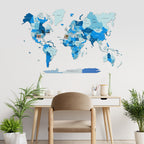 2D Wooden World Map Azure