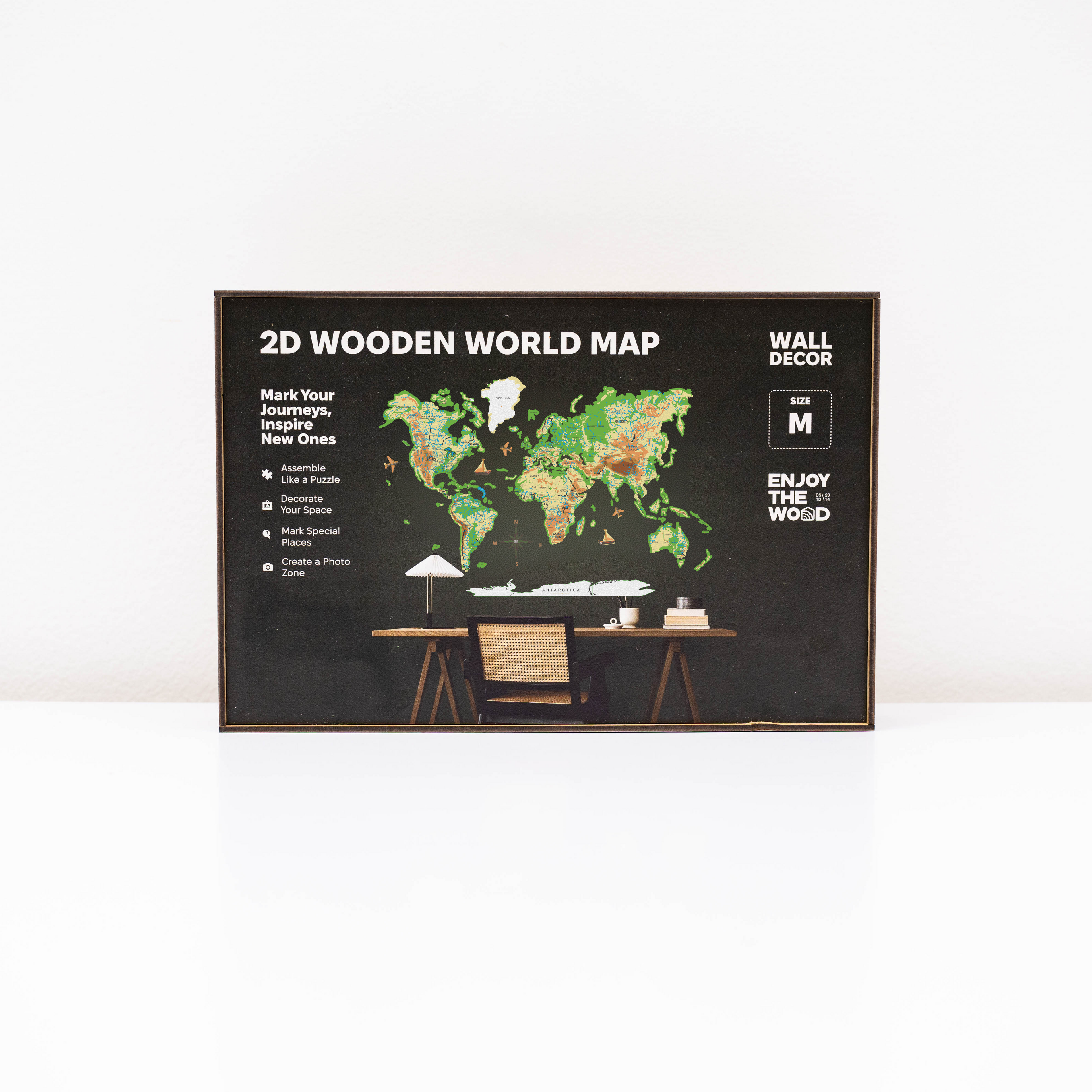 2D Wooden World Map Physical