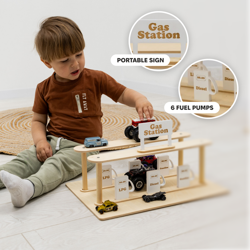Wooden Gas Station Toy