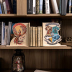 Majestic Hogwarts Crest Wooden Bookends