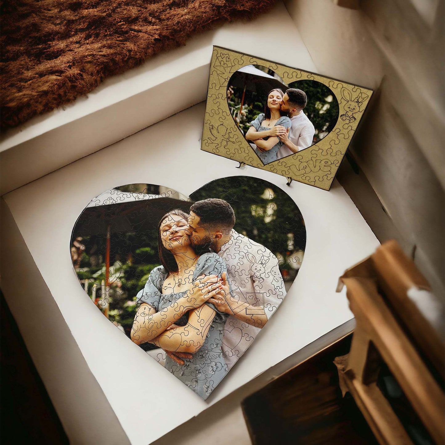 wooden heart puzzle