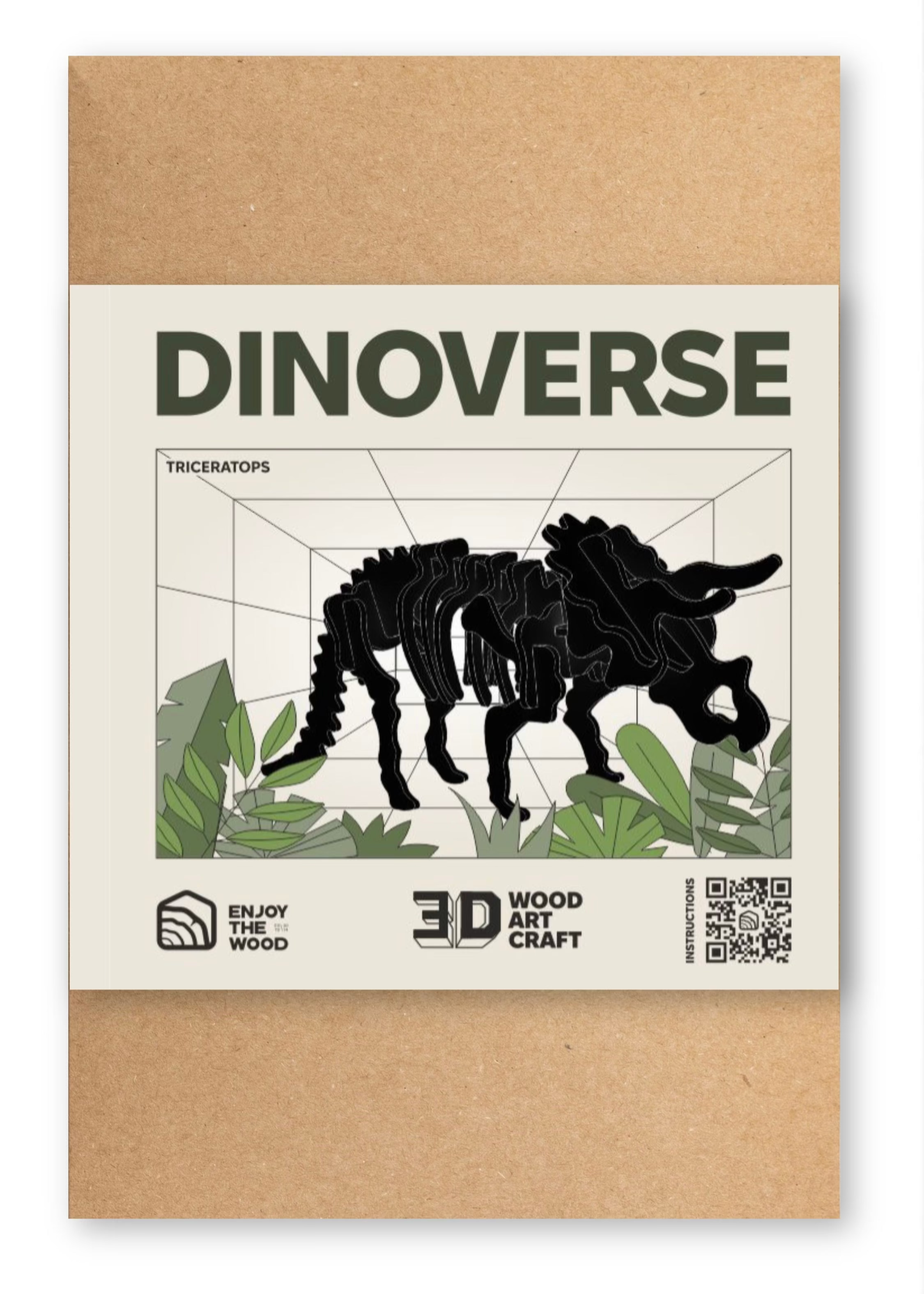 Black 3D Triceratops DIY Kit