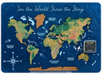 Mini Cork World Map Physical with Pins (B2B)