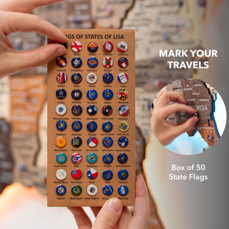 Wooden 3d LED Map of USA - Multicolor