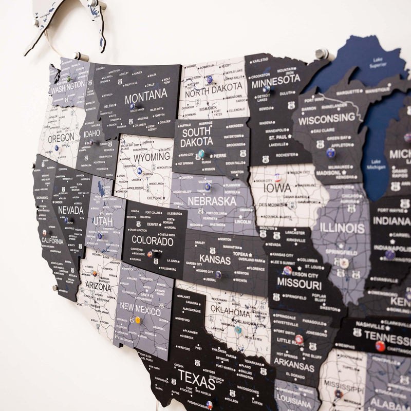Wooden 3d LED Map of USA - Nordik