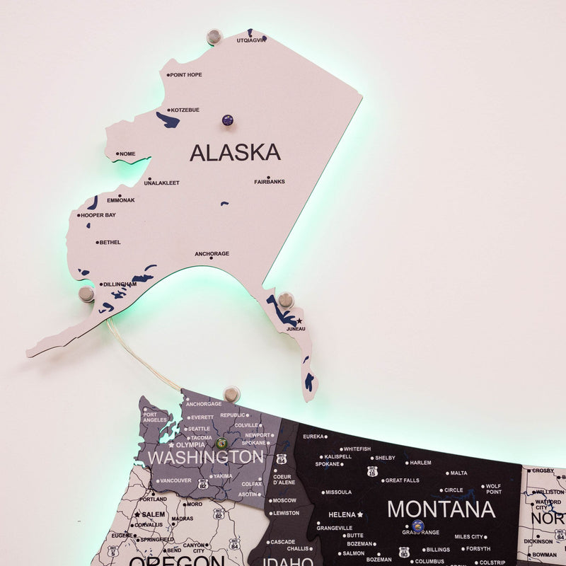 Wooden 3d LED Map of USA - Nordik