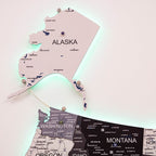 Wooden 3d LED Map of USA - Nordik