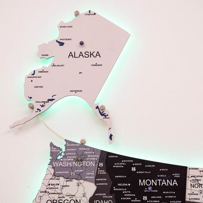 Wooden 3d LED Map of USA - Nordik