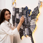 Wooden 3d LED Map of USA - Nordik