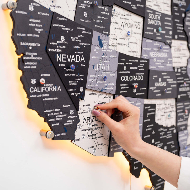 Wooden 3d LED Map of USA - Nordik