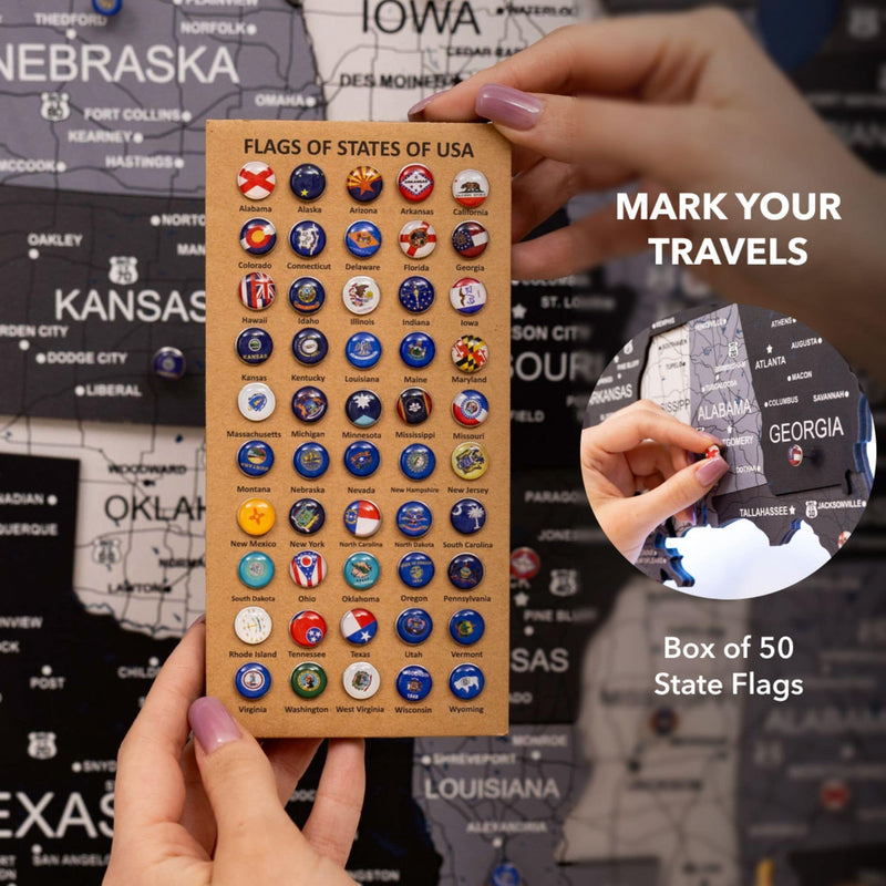 Wooden 3d LED Map of USA - Nordik