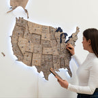 Wooden 3d LED Map of USA - Terra