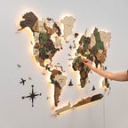 3D LED Wooden World Map 3.0 Nature (B2B)