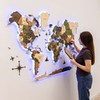 3D LED Wooden World Map 3.0 Nature (B2B)