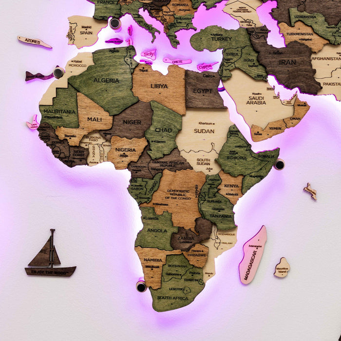 3D LED Wooden World Map 3.0 Nature (B2B)