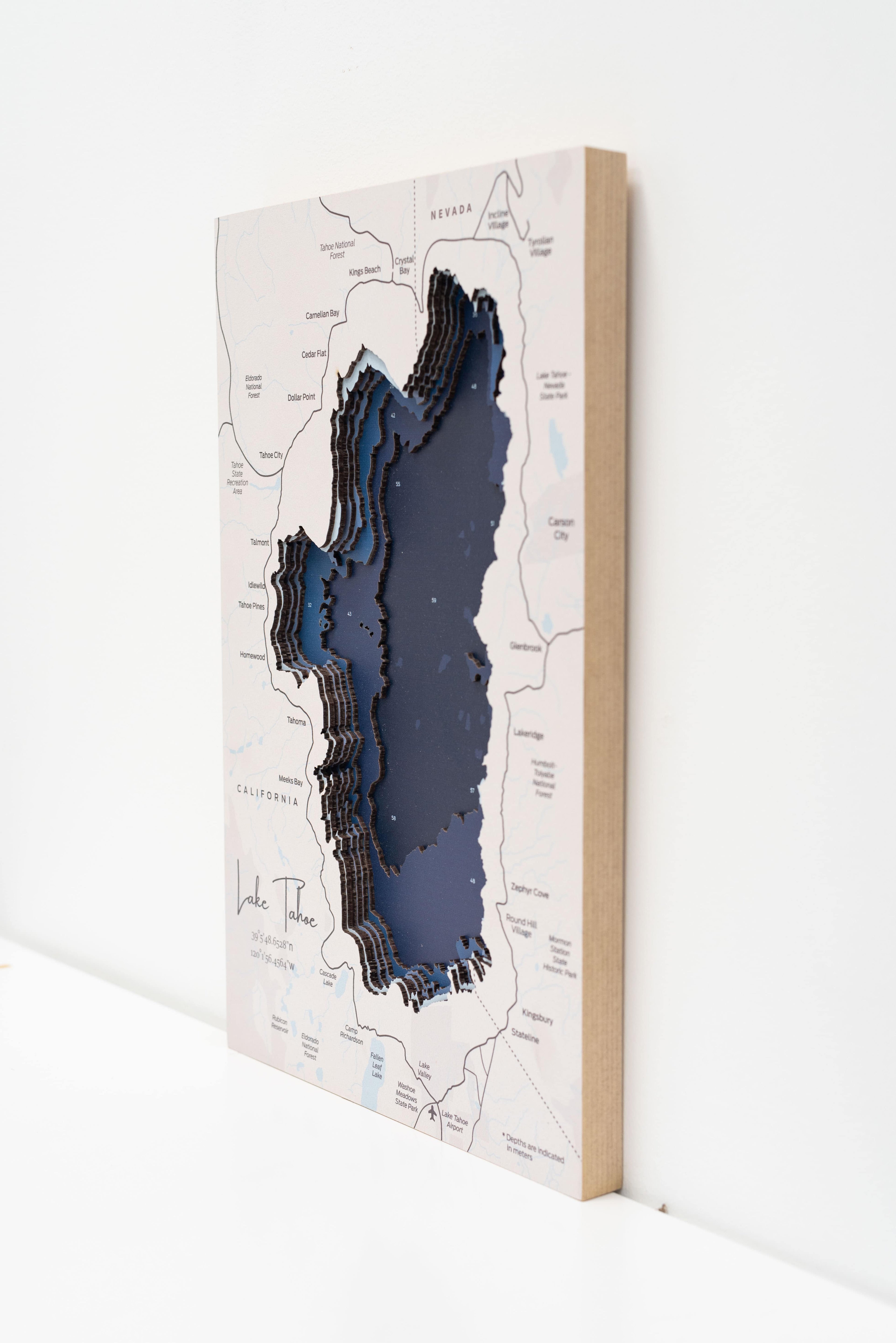 lake tahoe wooden map