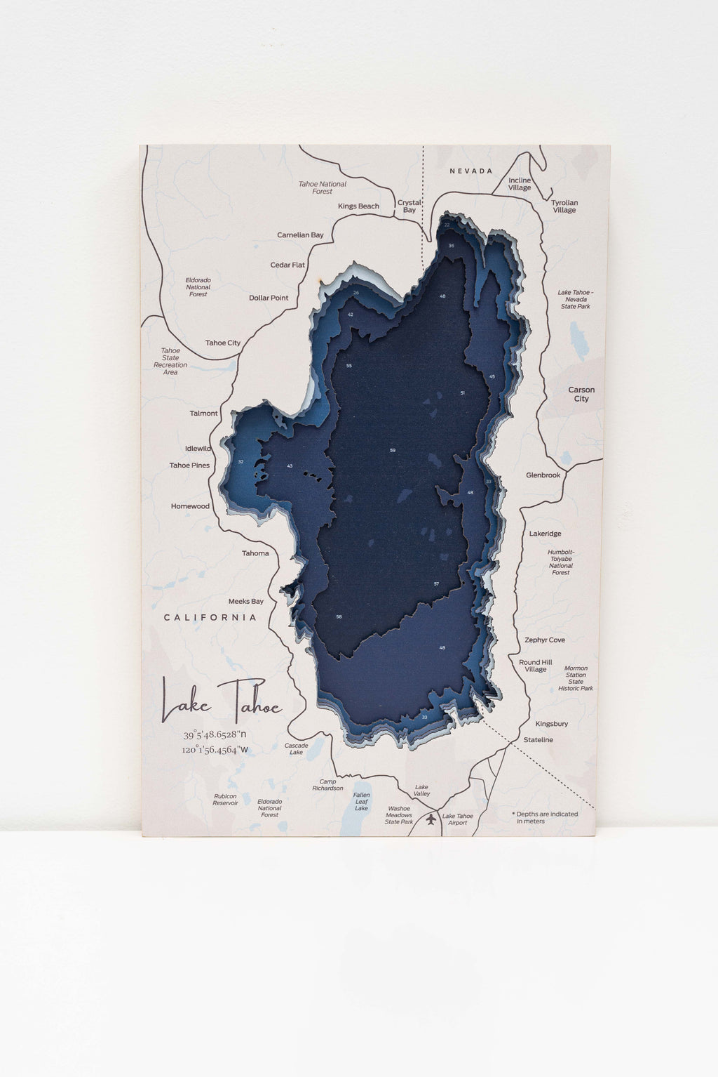 lake tahoe wooden map