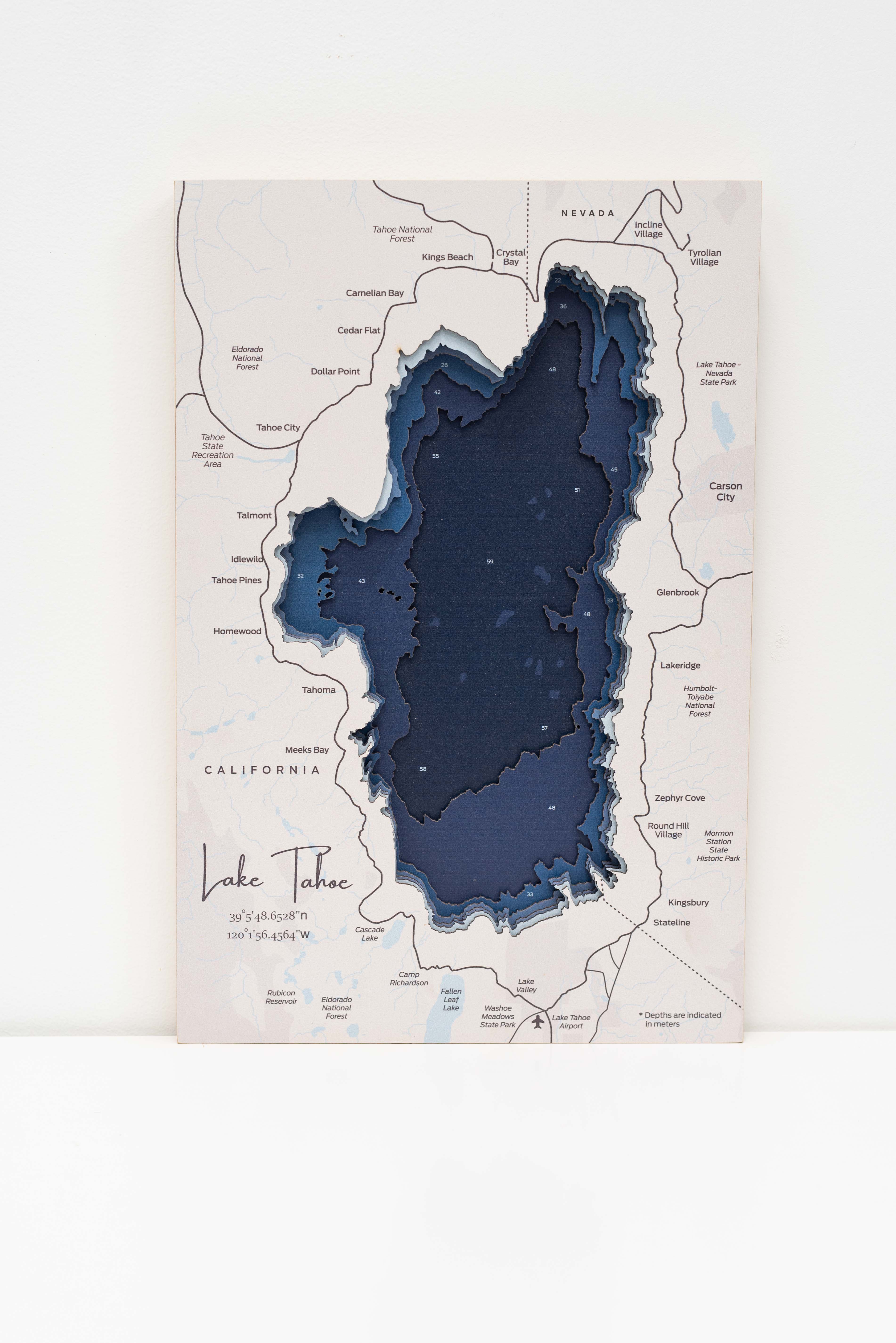 lake tahoe wooden map