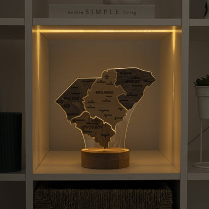 Night Light - Map of  South Carolina State