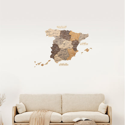 Wooden Map of Spain – Multicolor