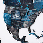 3D Luminous/Magnetic Colored Wooden World Map Space