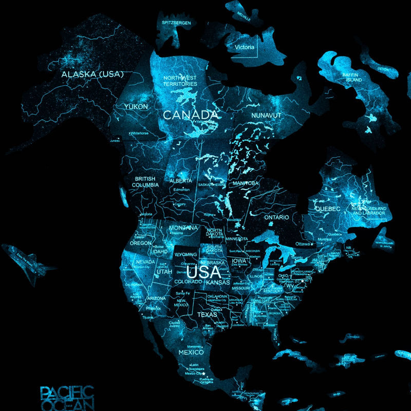 3D Luminous/Magnetic Colored Wooden World Map Space