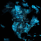 3D Luminous Colored Wooden World Map Space