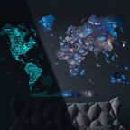 3D Luminous Colored Wooden World Map Space