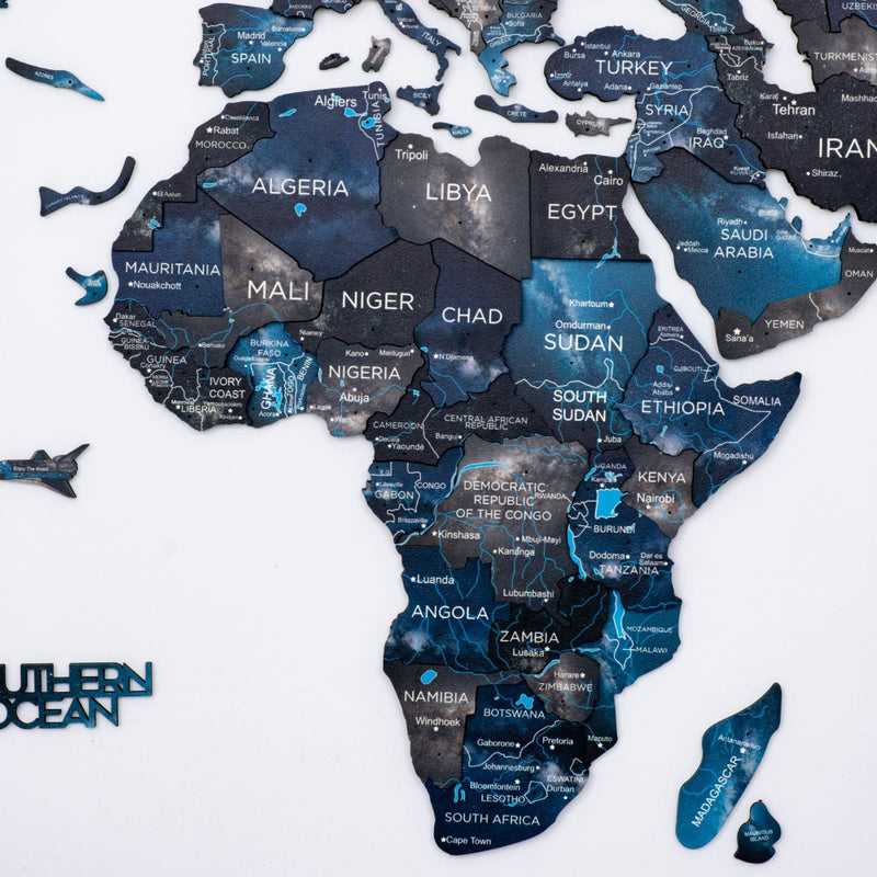 3D Luminous/Magnetic Colored Wooden World Map Space