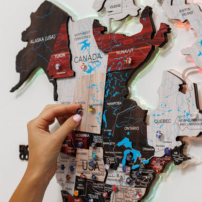 3D LUMINOUS LED Wooden World Map 2.0 Urban