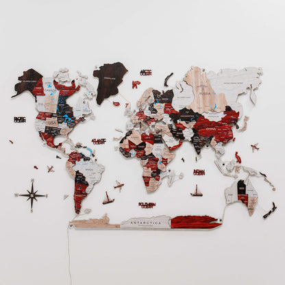 3D LUMINOUS LED Wooden World Map 2.0 Urban