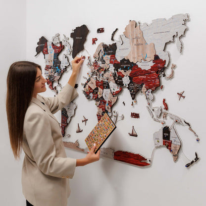 3D LUMINOUS LED Wooden World Map 2.0 Urban