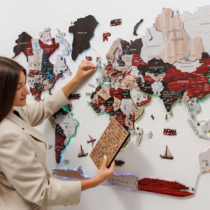 3D LUMINOUS LED Wooden World Map 2.0 Urban