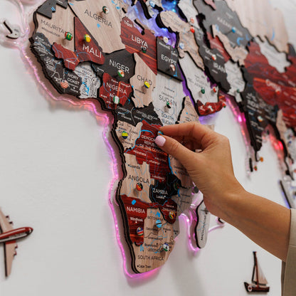 3D LUMINOUS LED Wooden World Map 2.0 Urban