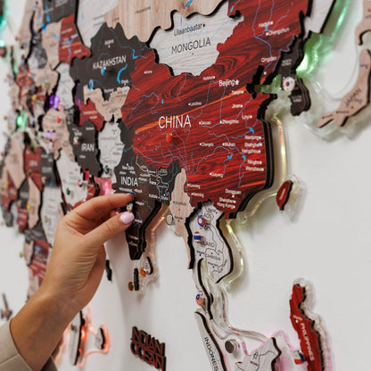 3D LUMINOUS LED Wooden World Map 2.0 Urban