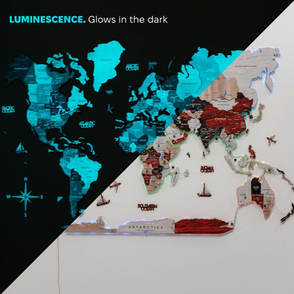 3D LUMINOUS LED Wooden World Map 2.0 Urban