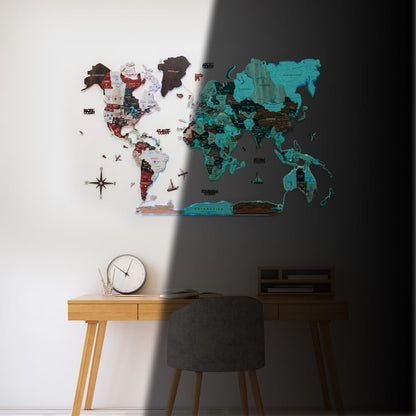 3D LUMINOUS LED Wooden World Map 2.0 Urban